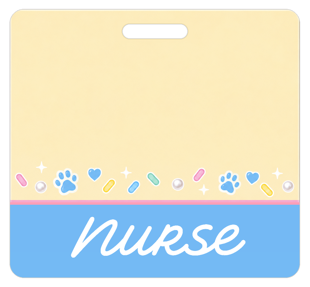 Badge Buddy — Blue Paw Pearl, Landscape / Horizontal ID, Banded Signature, NURSE preview
