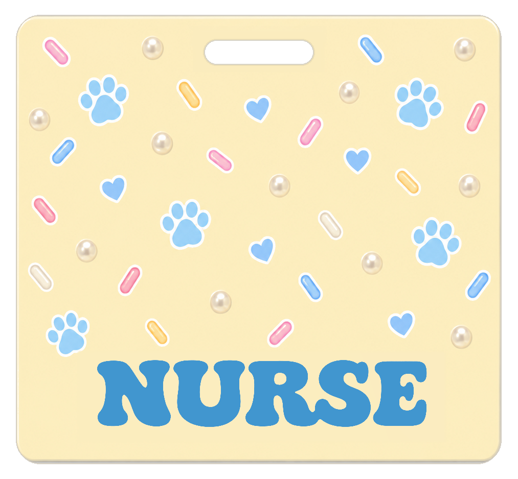 Badge Buddy — Blue Paw Pearl, Landscape / Horizontal ID, Solid Scatter, NURSE preview