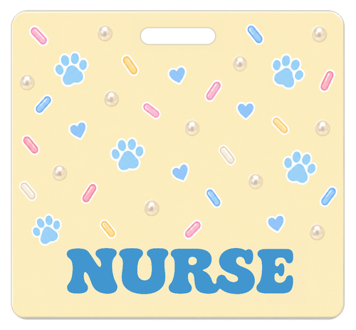 Badge Buddy — Blue Paw Pearl, Landscape / Horizontal ID, Solid Scatter, NURSE preview