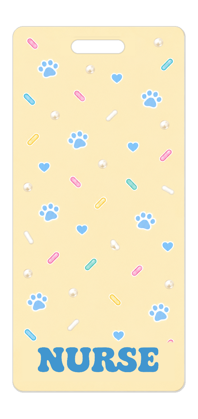 Badge Buddy — Blue Paw Pearl, Portrait / Vertical ID, Solid Scatter, NURSE preview
