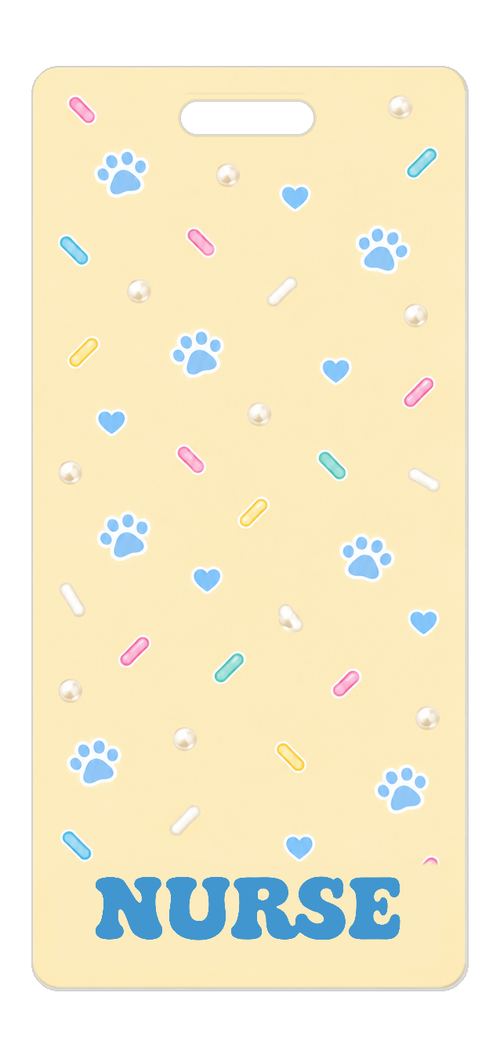 Badge Buddy — Blue Paw Pearl, Portrait / Vertical ID, Solid Scatter, NURSE preview