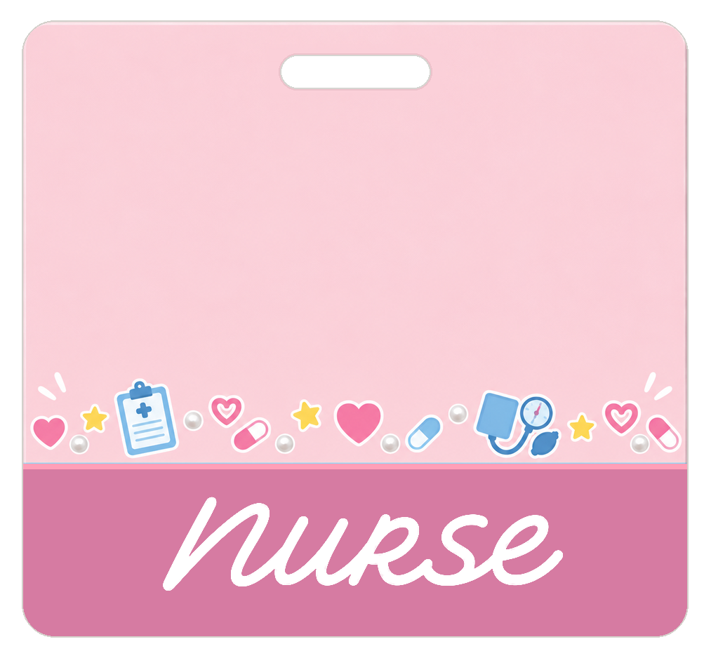 Badge Buddy — Blush Blue Clinic, Landscape / Horizontal ID, Banded Signature, NURSE preview