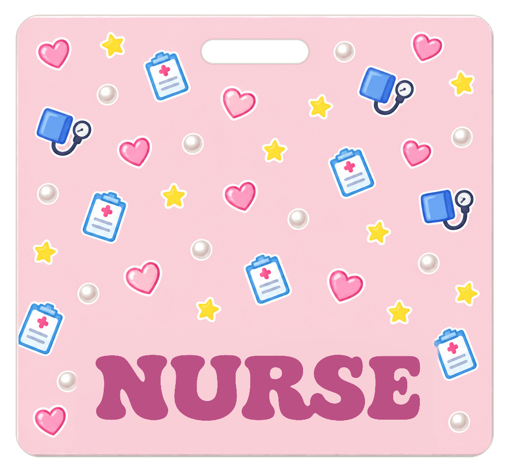 Badge Buddy — Blush Blue Clinic, Landscape / Horizontal ID, Solid Scatter, NURSE preview