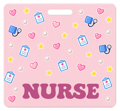 Badge Buddy — Blush Blue Clinic, Landscape / Horizontal ID, Solid Scatter, NURSE preview