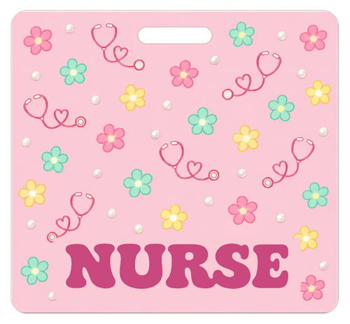 Badge Buddy — Blush Clinical Blossoms, Landscape / Horizontal ID, Solid Scatter, NURSE preview
