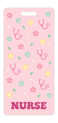 Badge Buddy — Blush Clinical Blossoms, Portrait / Vertical ID, Solid Scatter, NURSE preview