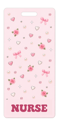 Badge Buddy — Blush Roses & Pearls, Portrait / Vertical ID, Solid Scatter, NURSE preview