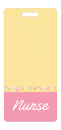 Badge Buddy — Butter Yellow Pastel Daisies, Portrait / Vertical ID, Banded Signature, NURSE preview
