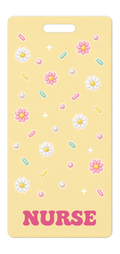 Badge Buddy — Butter Yellow Pastel Daisies, Portrait / Vertical ID, Solid Scatter, NURSE preview