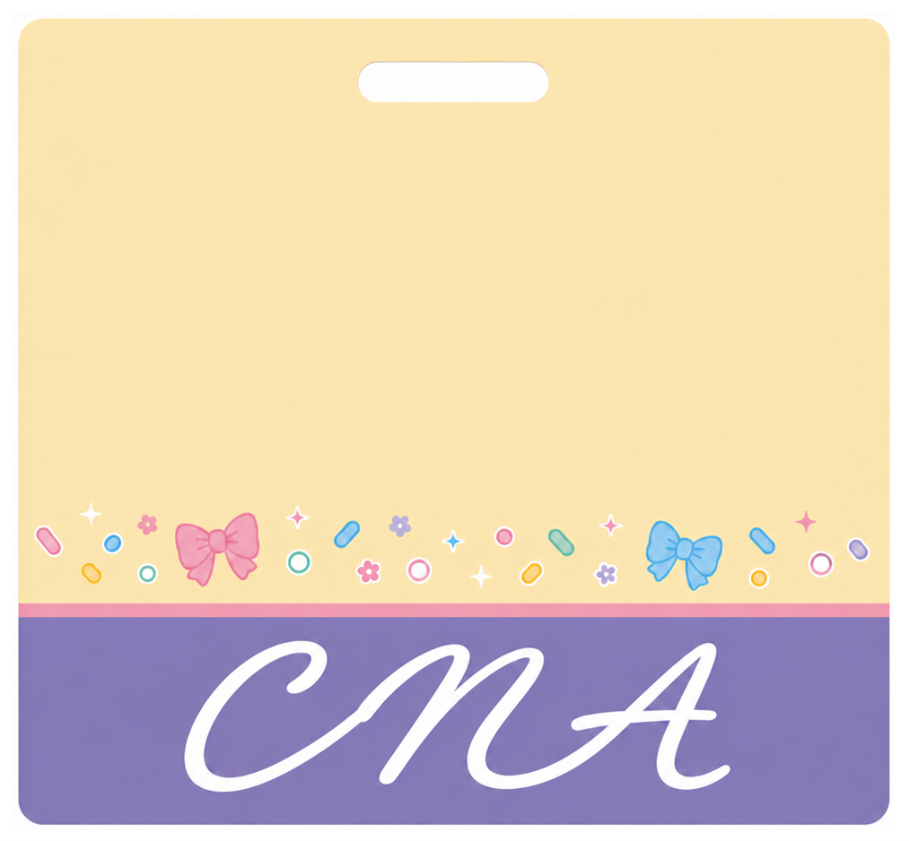 CNA cat-themed Badge Buddy, landscape Banded Signature design