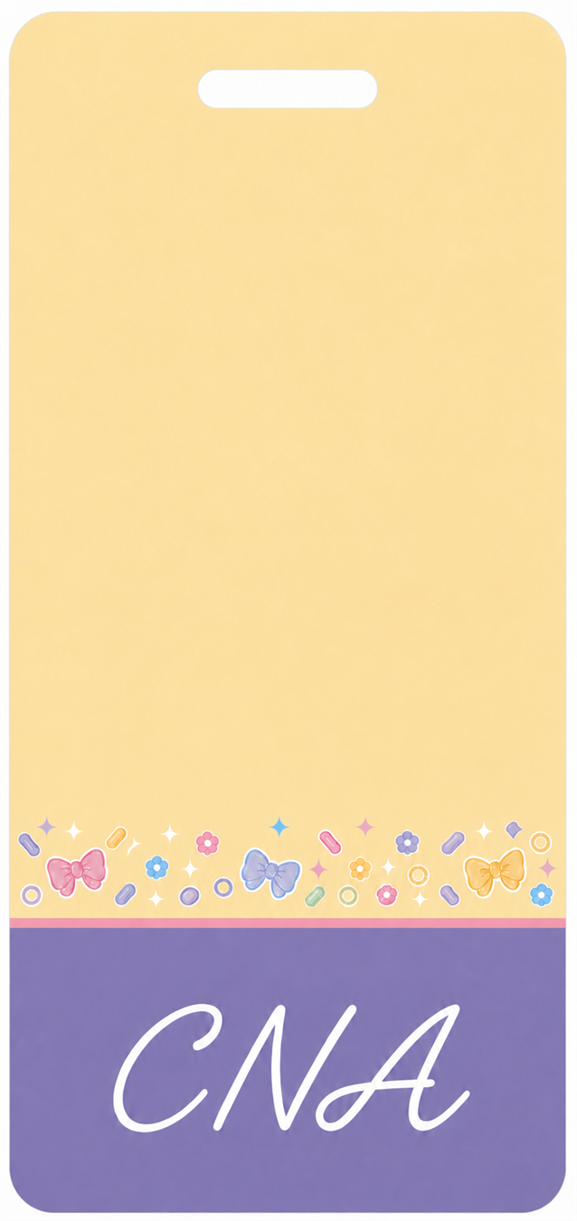 CNA cat-themed Badge Buddy, portrait Banded Signature design