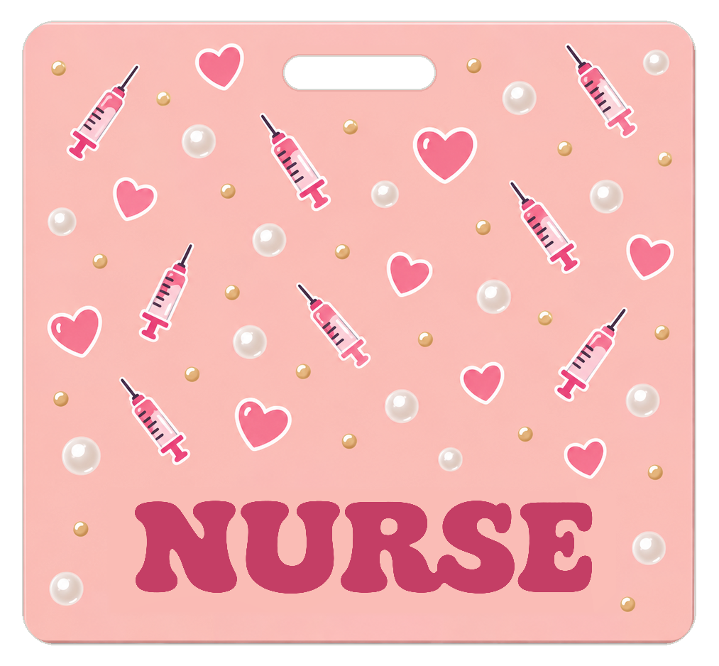Badge Buddy — Coral Care Hearts, Landscape / Horizontal ID, Solid Scatter, NURSE preview