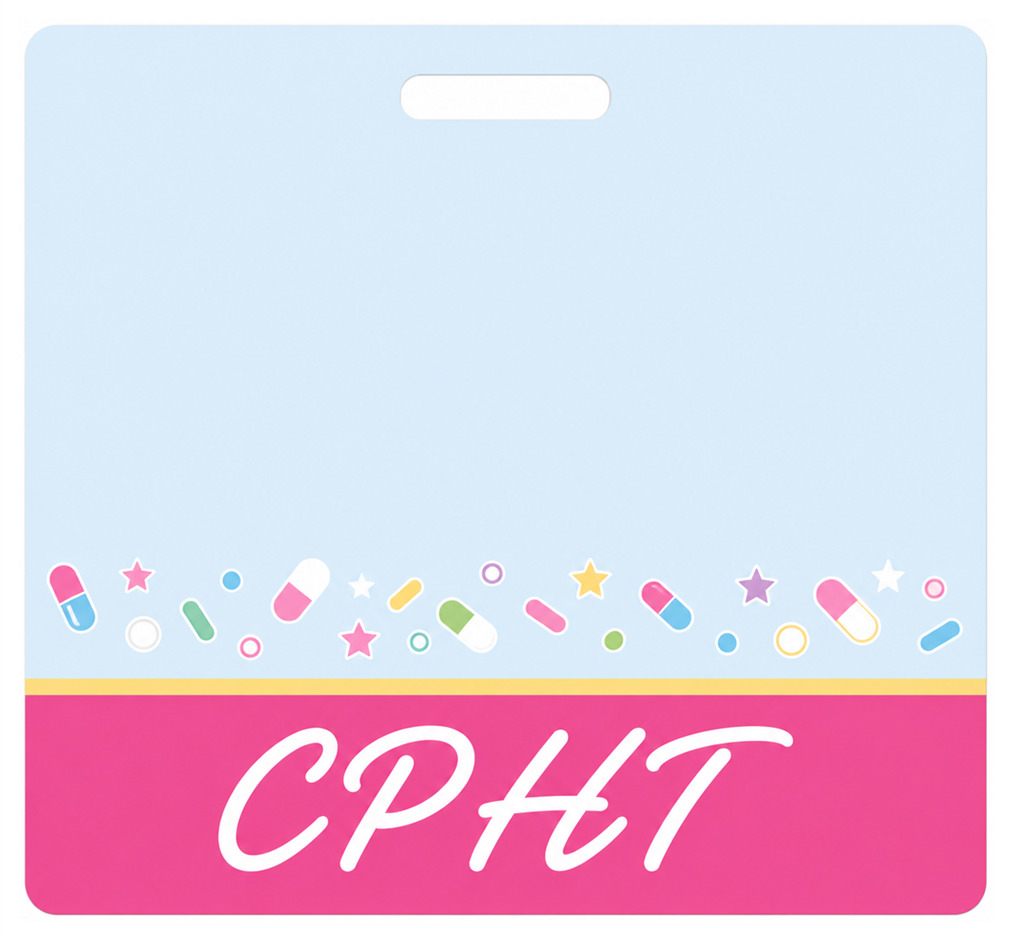 CPhT pill pattern Badge Buddy, landscape Banded Signature design