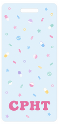CPhT pill pattern Badge Buddy, portrait Solid Scatter design