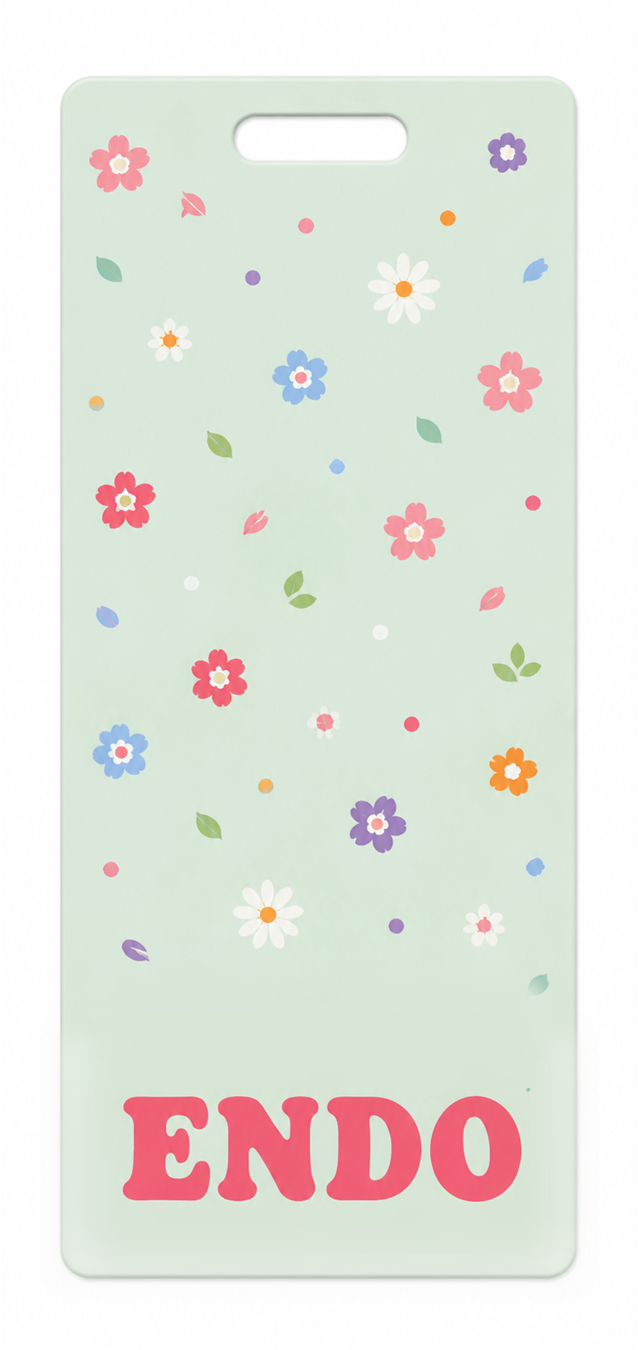 ENDO floral Badge Buddy, portrait Solid Scatter design