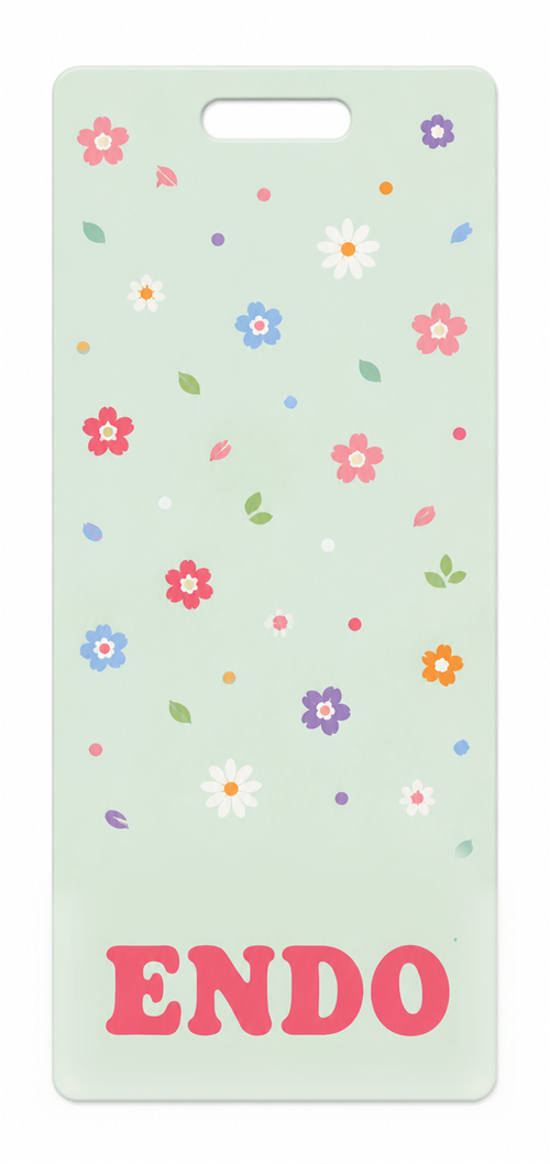 ENDO floral Badge Buddy, portrait Solid Scatter design