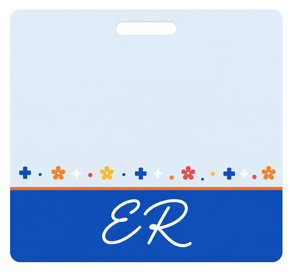 ER blue and orange Badge Buddy, landscape Banded Signature design