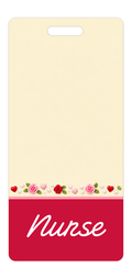Badge Buddy — Ivory Red Roses & Hearts, Portrait / Vertical ID, Banded Signature, NURSE preview