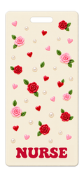 Badge Buddy — Ivory Red Roses & Hearts, Portrait / Vertical ID, Solid Scatter, NURSE preview
