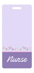 Badge Buddy — Lavender Crystal Butterflies, Portrait / Vertical ID, Banded Signature, NURSE preview