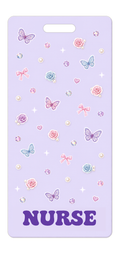 Badge Buddy — Lavender Crystal Butterflies, Portrait / Vertical ID, Solid Scatter, NURSE preview