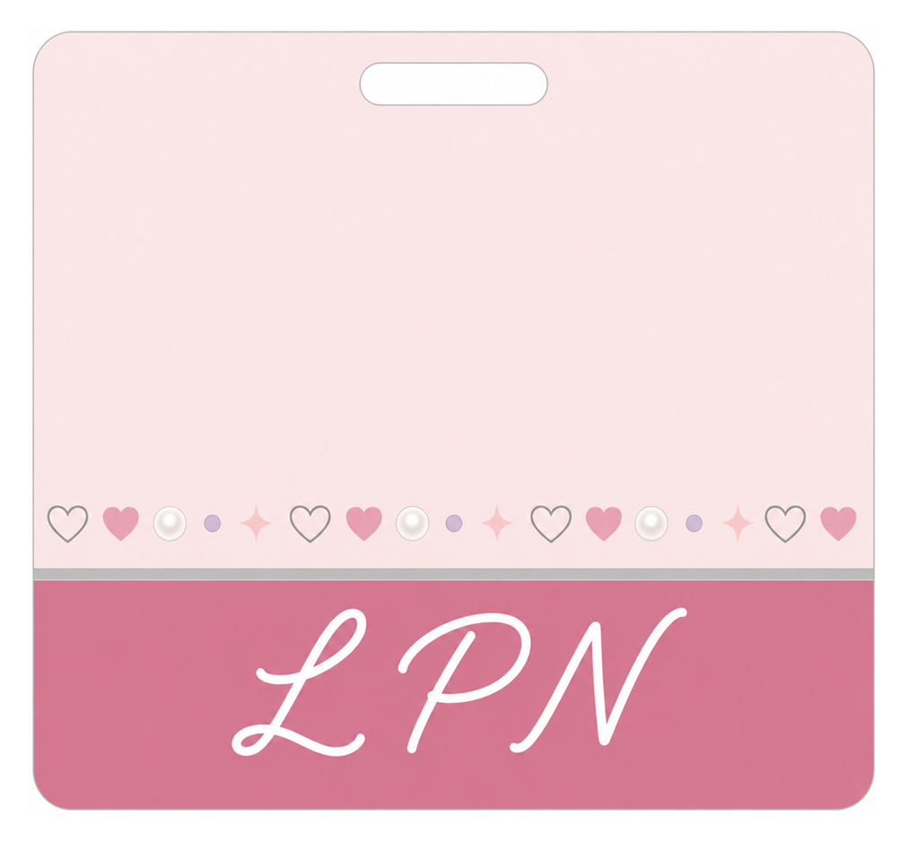 LPN pink and silver Badge Buddy, landscape Banded Signature design
