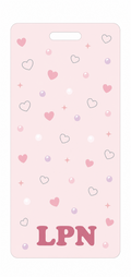 LPN pink and silver Badge Buddy, portrait Solid Scatter design