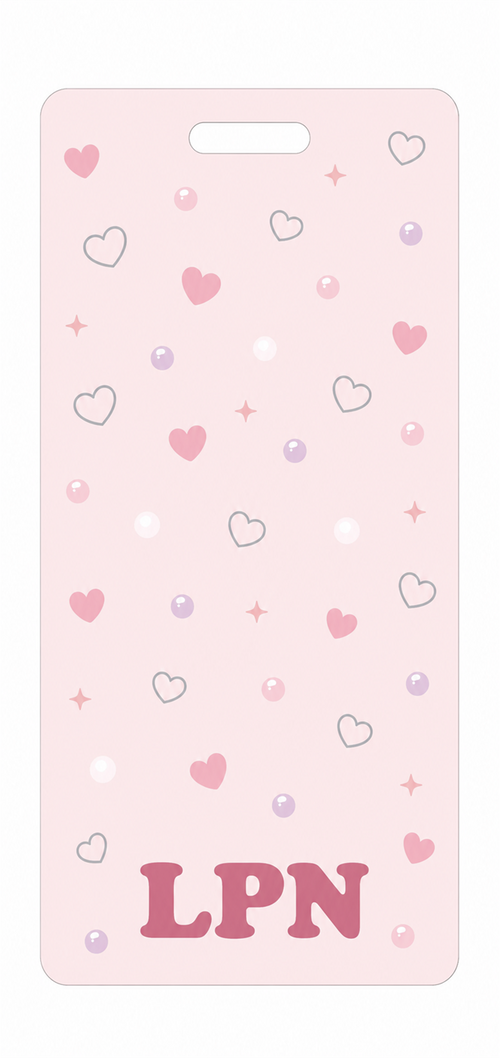 LPN pink and silver Badge Buddy, portrait Solid Scatter design