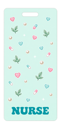 Badge Buddy — Mint Hearts & Capsules, Portrait / Vertical ID, Solid Scatter, NURSE preview