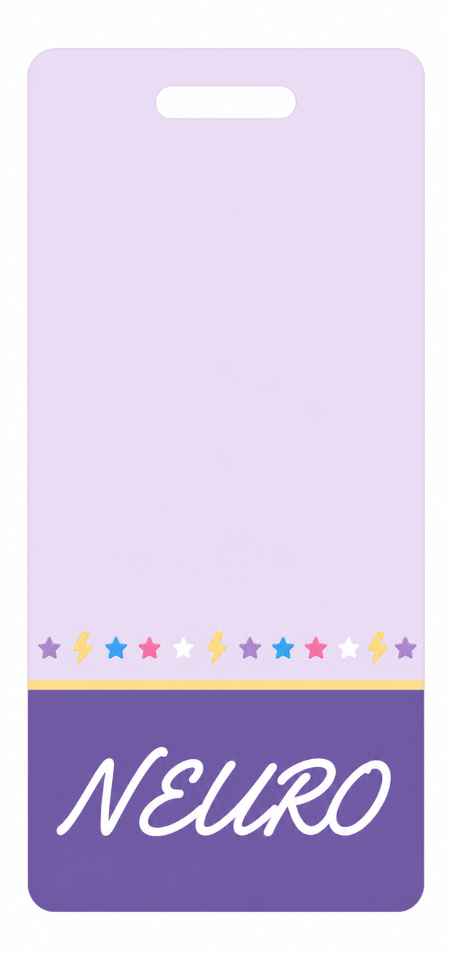 NEURO purple electric Badge Buddy, portrait Banded Signature design