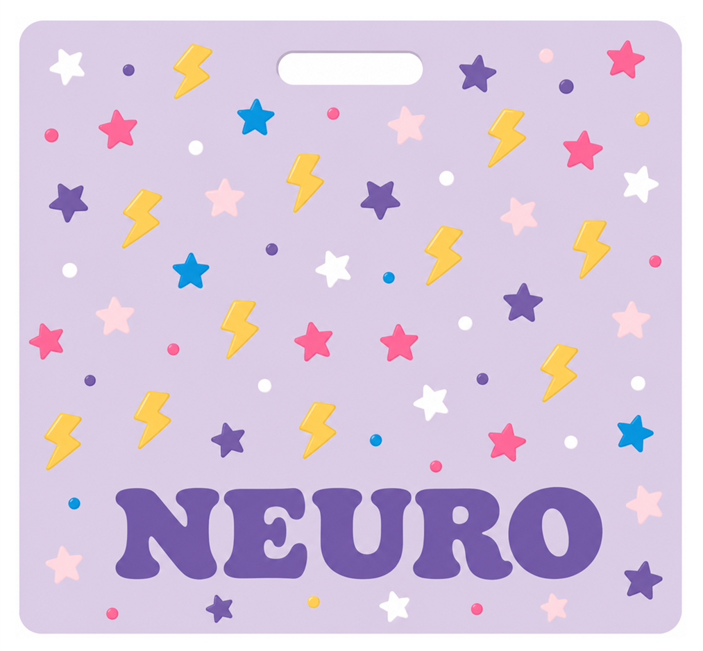 NEURO purple electric Badge Buddy, landscape Solid Scatter design