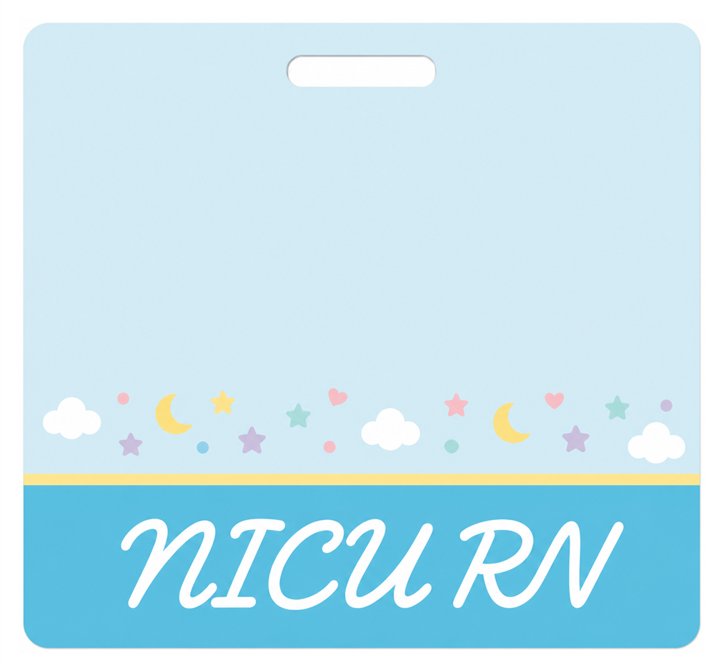 NICU RN pastel Badge Buddy, landscape Banded Signature design