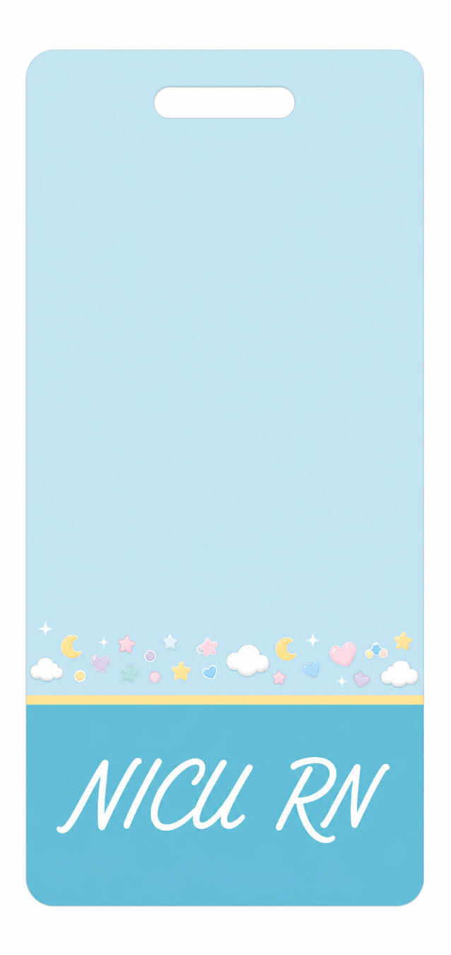 NICU RN pastel Badge Buddy, portrait Banded Signature design