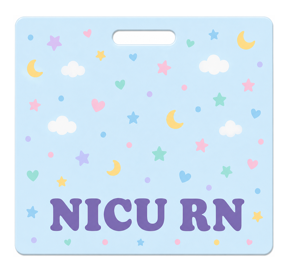 NICU RN pastel Badge Buddy, landscape Solid Scatter design