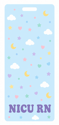 NICU RN pastel Badge Buddy, portrait Solid Scatter design