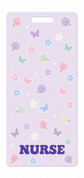 NURSE butterfly floral Badge Buddy, portrait Solid Scatter design
