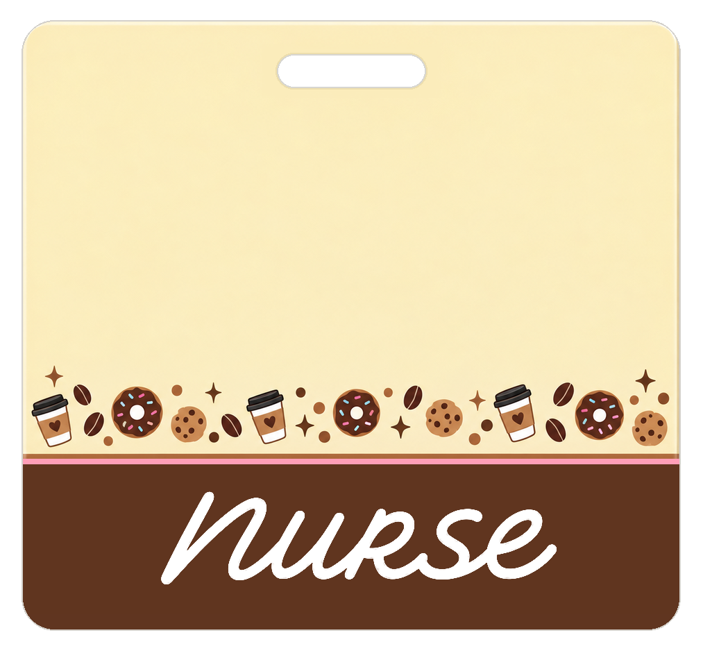 Badge Buddy — Vanilla Coffee Shift, Landscape / Horizontal ID, Banded Signature, NURSE preview