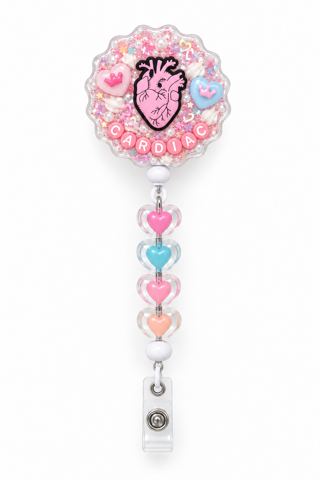CARDIAC anatomical heart decoden cream badge reel finished product