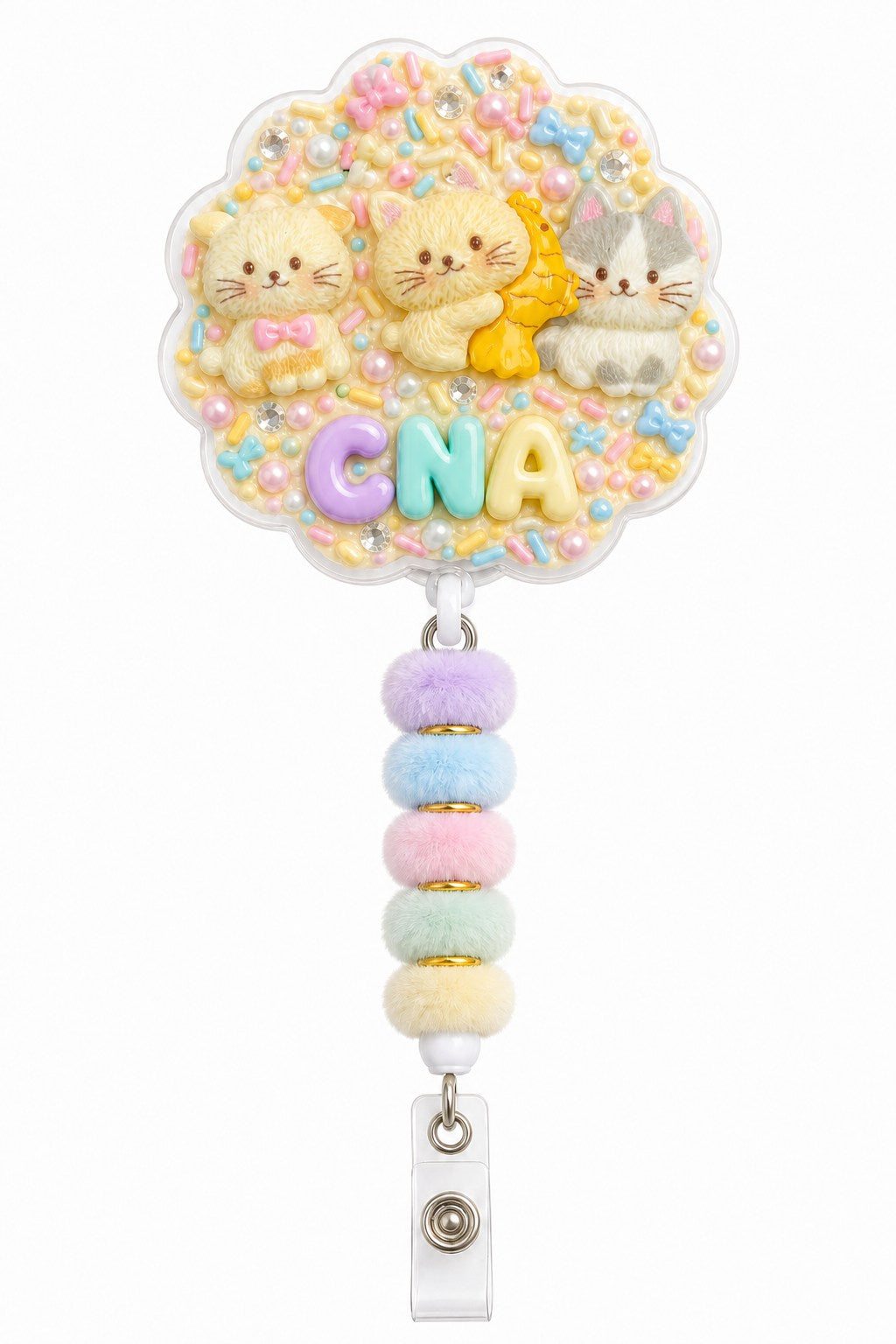 CNA Animals Cuties decoden cream badge reel with pastel beads