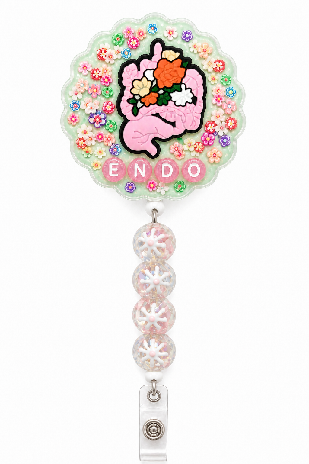 ENDO Floral decoden cream badge reel finished design