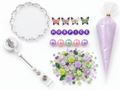 Decoden Cream Badge Reel — Hospice Butterfly Garden Edition — DIY kit contents