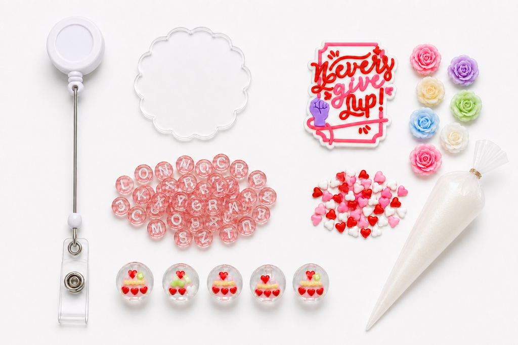 Decoden Cream Badge Reel — Never Give Up ONC RN Edition