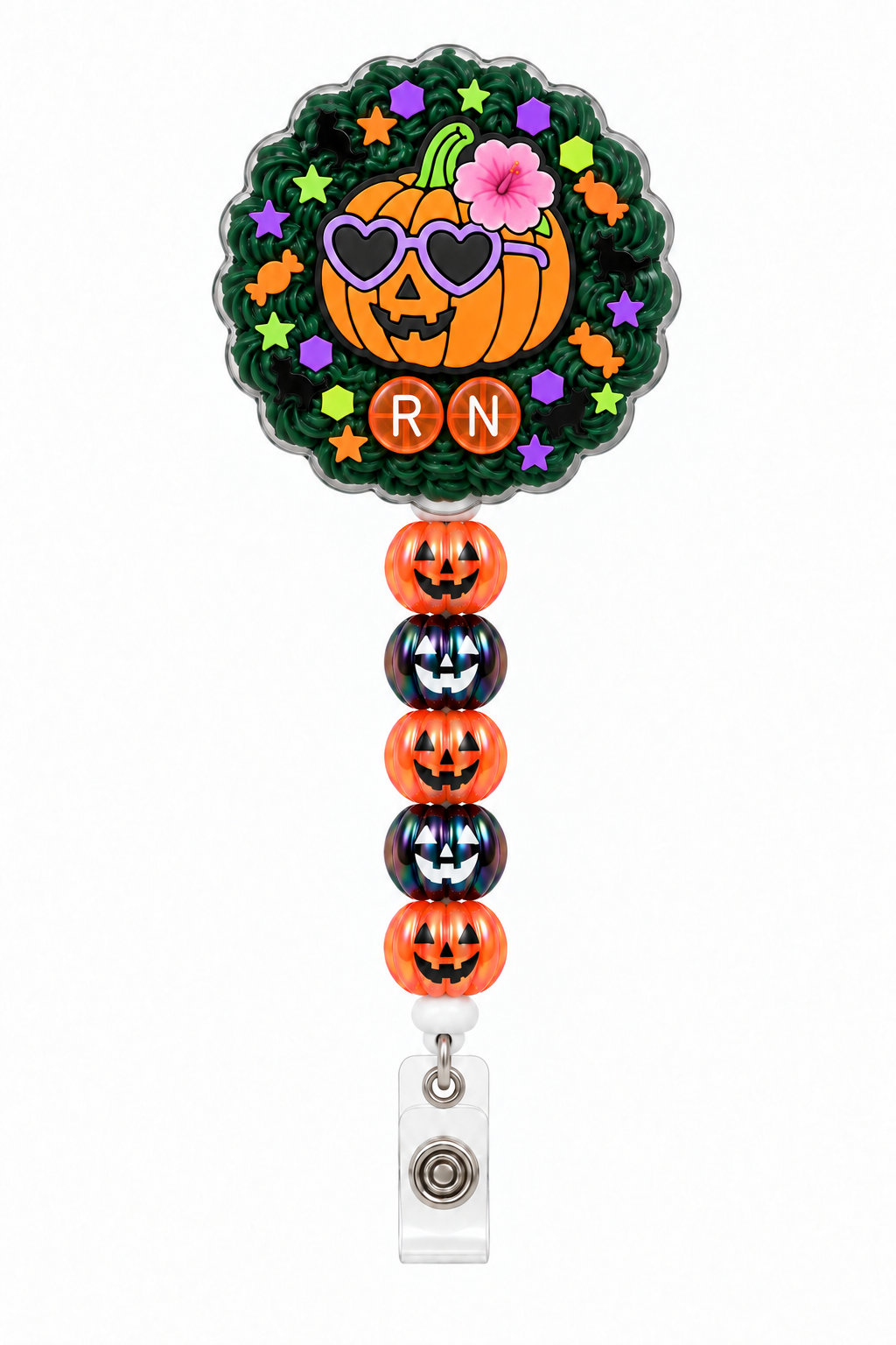 Pumpkin Glam RN Halloween decoden cream badge reel finished product