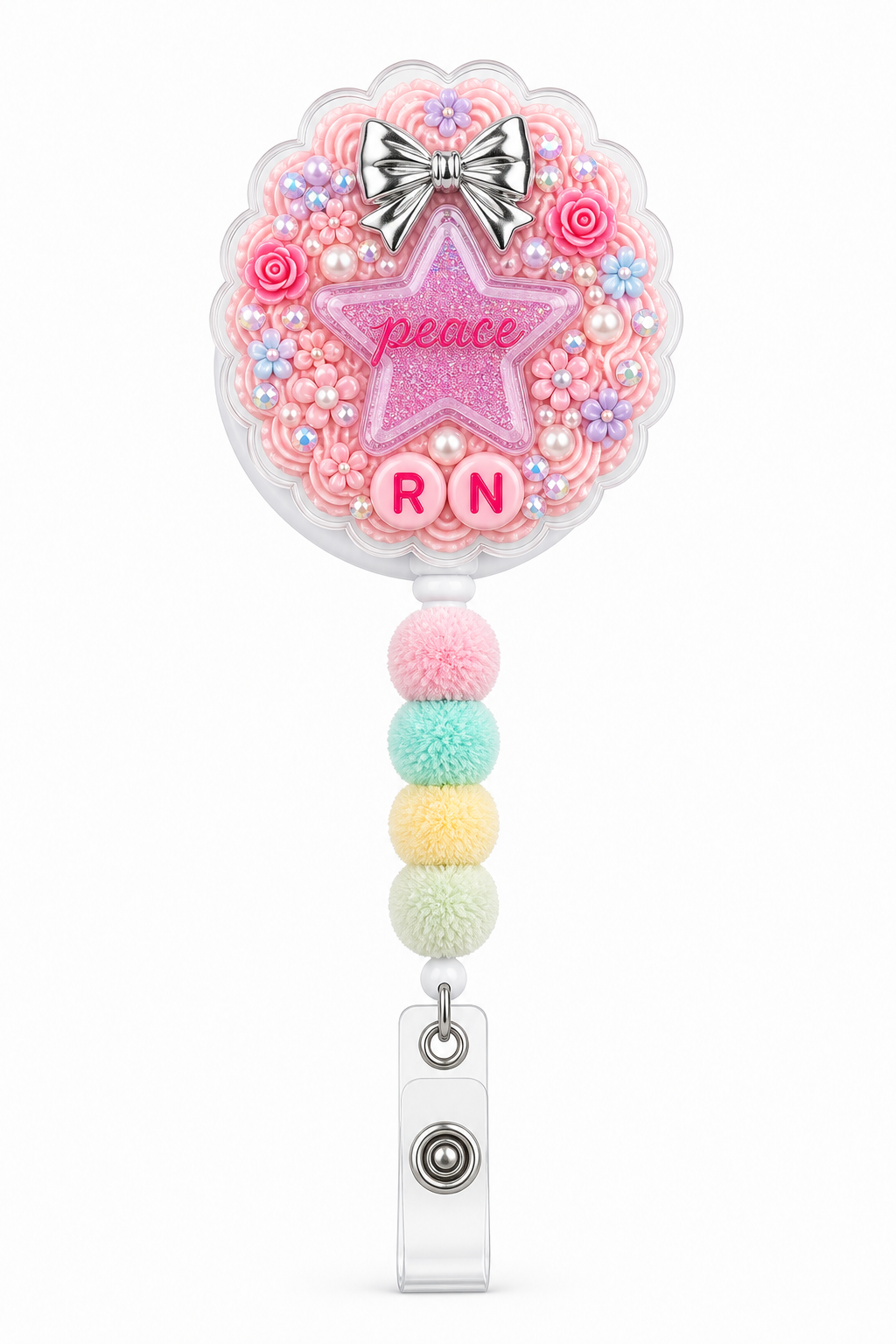 Decoden Cream Badge Reel — Peace RN Edition