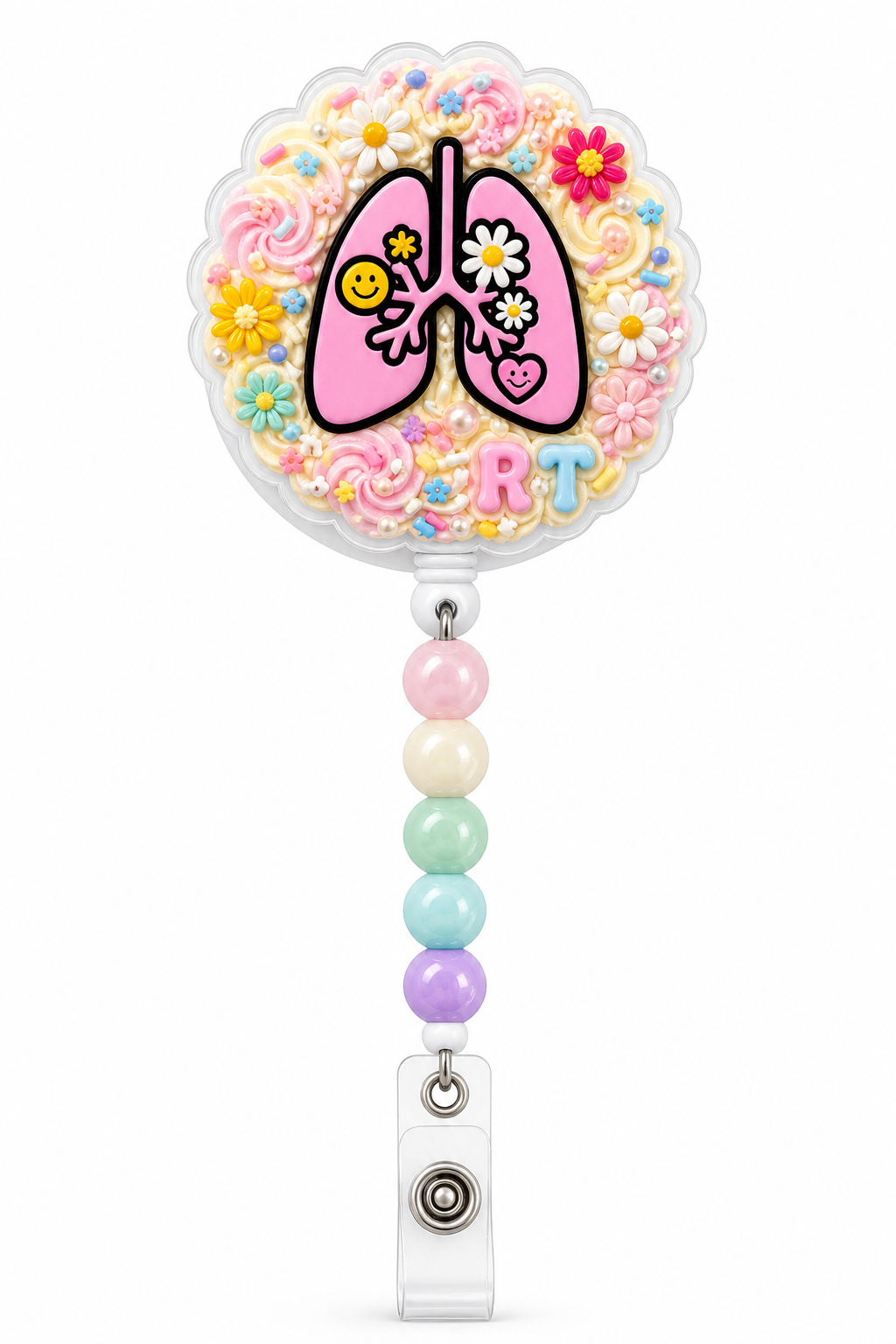 Decoden Cream Badge Reel — RT (Respiratory Therapy) Edition