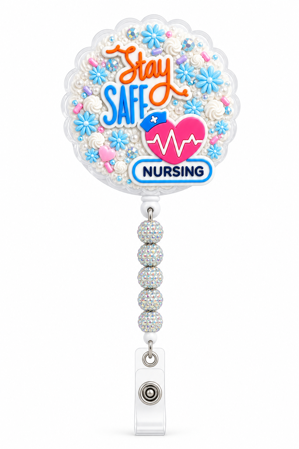 Decoden Cream Badge Reel — Stay Safe Nursing