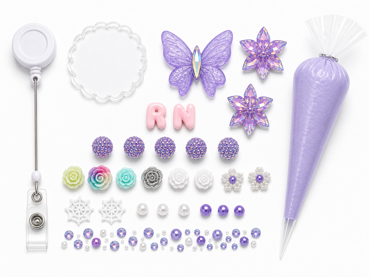 Decoden Cream Badge Reel — Lavender Butterfly RN Edition