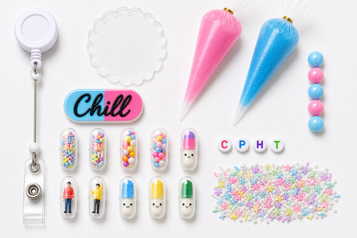 Decoden Cream Badge Reel — Chill CPhT (Pharmacy Tech) Edition