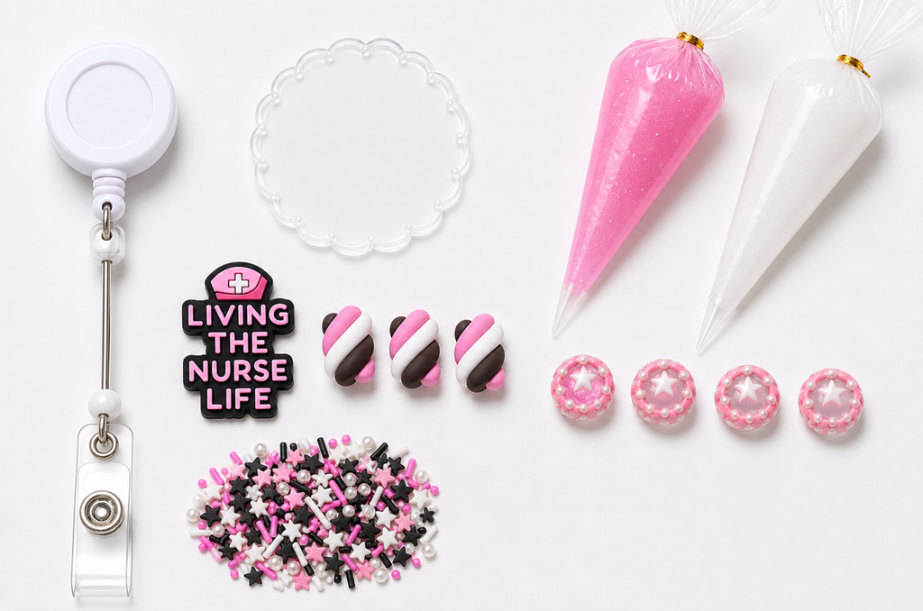 Decoden Cream Badge Reel — Living the Nurse Life Edition