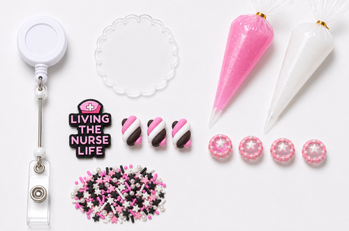 Decoden Cream Badge Reel — Living the Nurse Life Edition